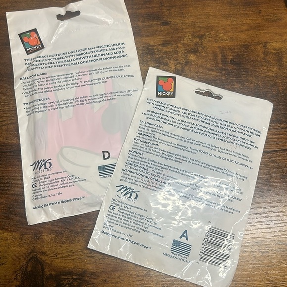 Lot of 2 Vintage Mickey Mouse Mickey Unlimited‎ M&D Industries Balloons - Picture 2 of 3